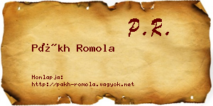 Pákh Romola névjegykártya